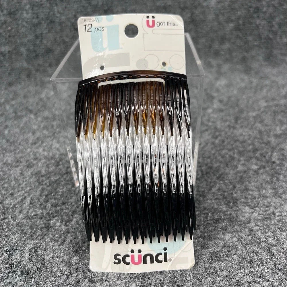 Scunci Plastic Side Hair Combs, Black, Clear, and Shell 2014 10 Count